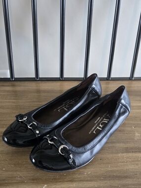 AGL Women's  Monika Cap Toe Ballet Flat In Black Calf Skin Leather